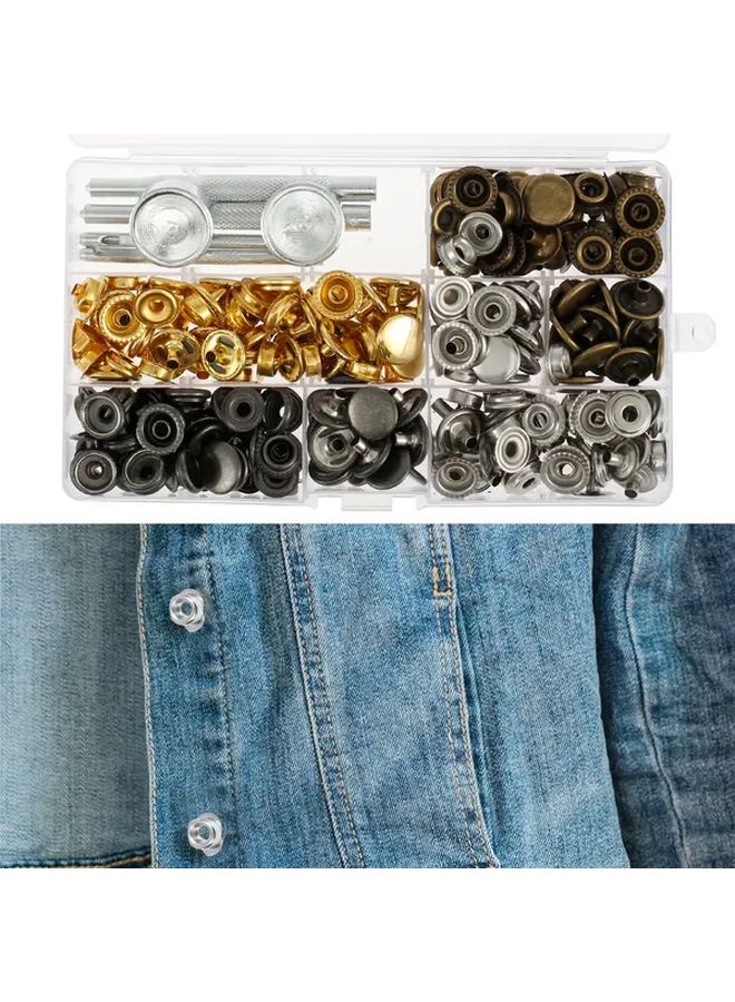 1 Set Stainless Steel Heavy Duty Snap Fasteners Kit For Jackets Jeans - Image 1